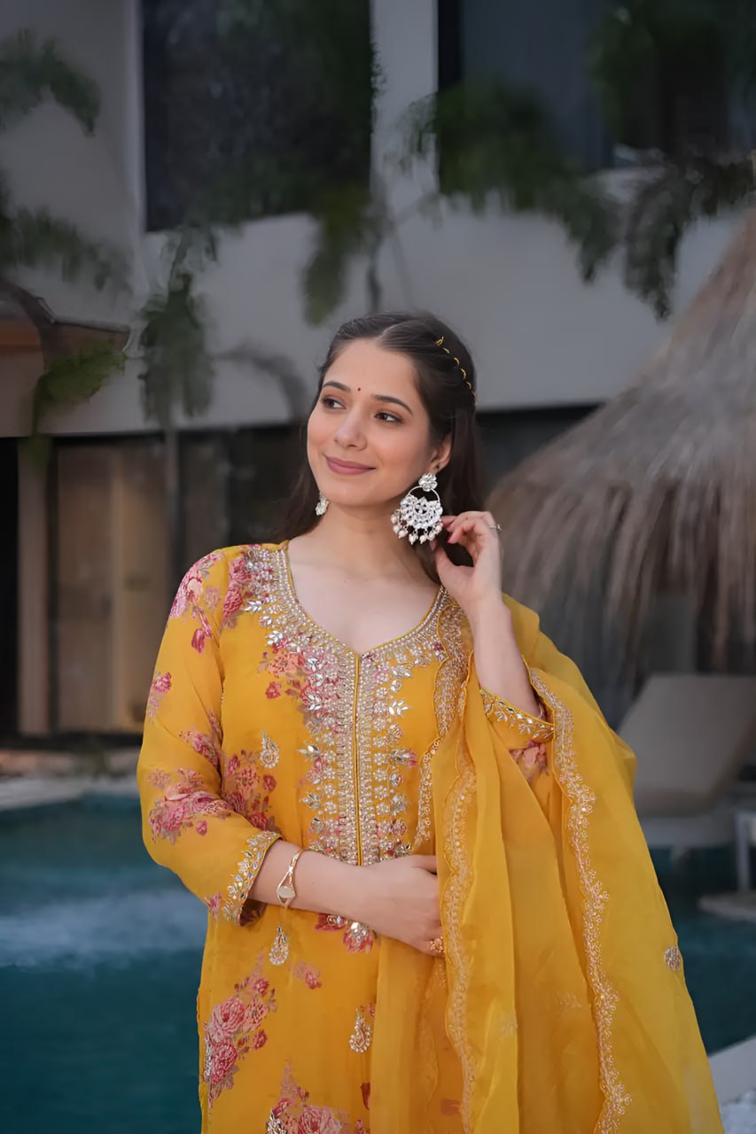 Floral Silk Stitched Suits