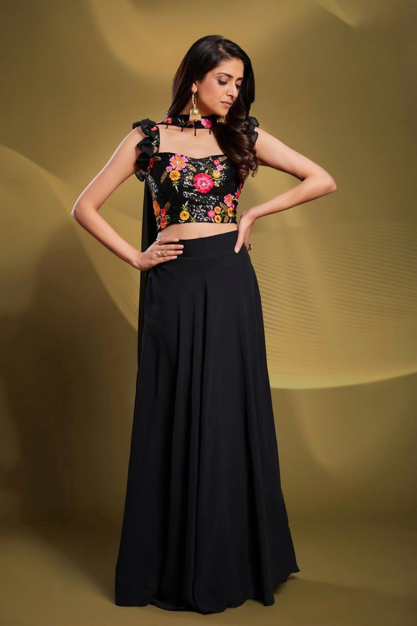 Slay every celebration in this fully stitched Georgette Lehenga set - 13201