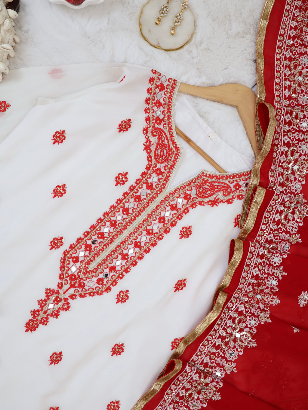 Heavy Mirror Work pakistani stitched set.