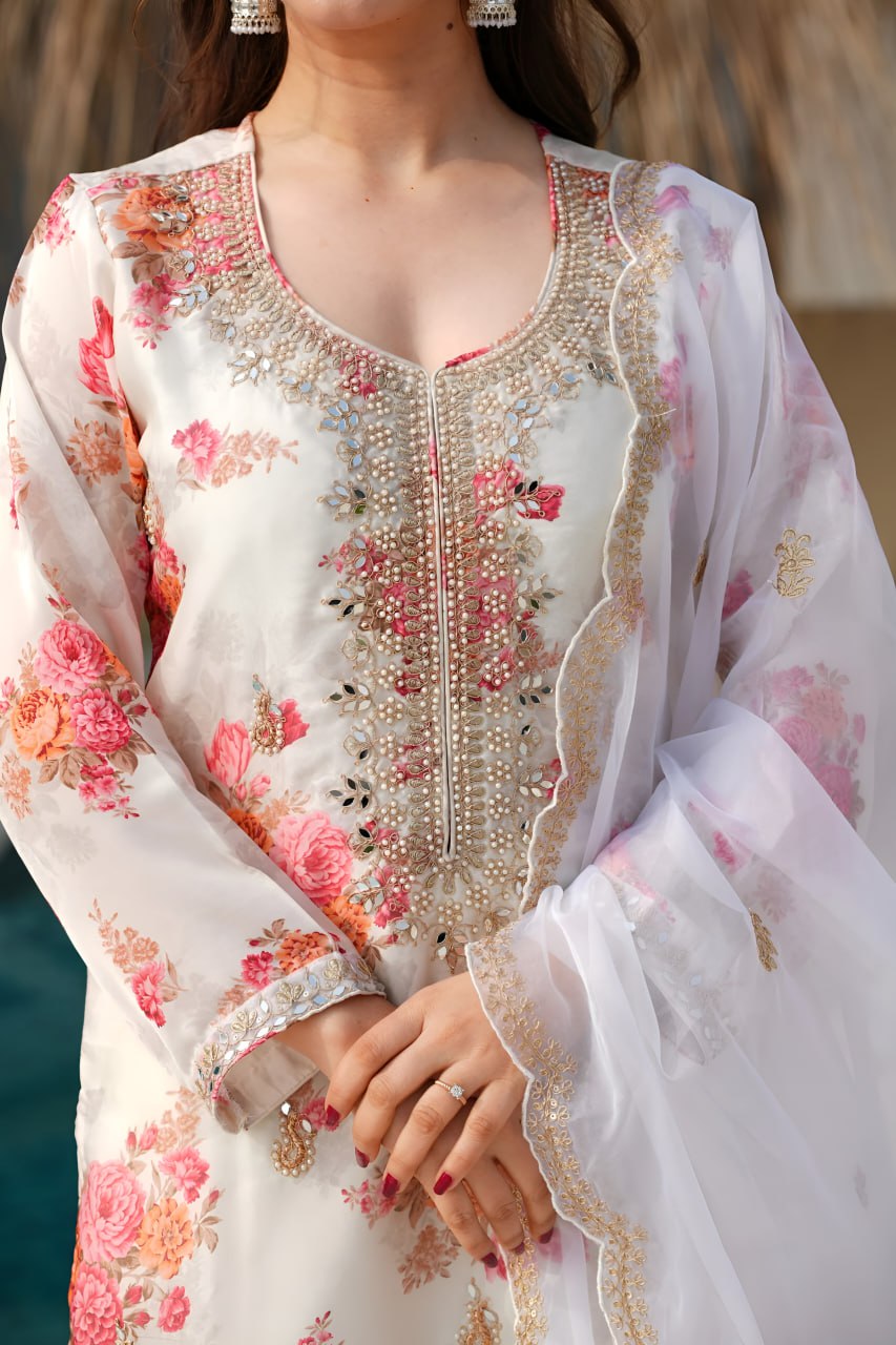 Floral Silk Stitched Suits