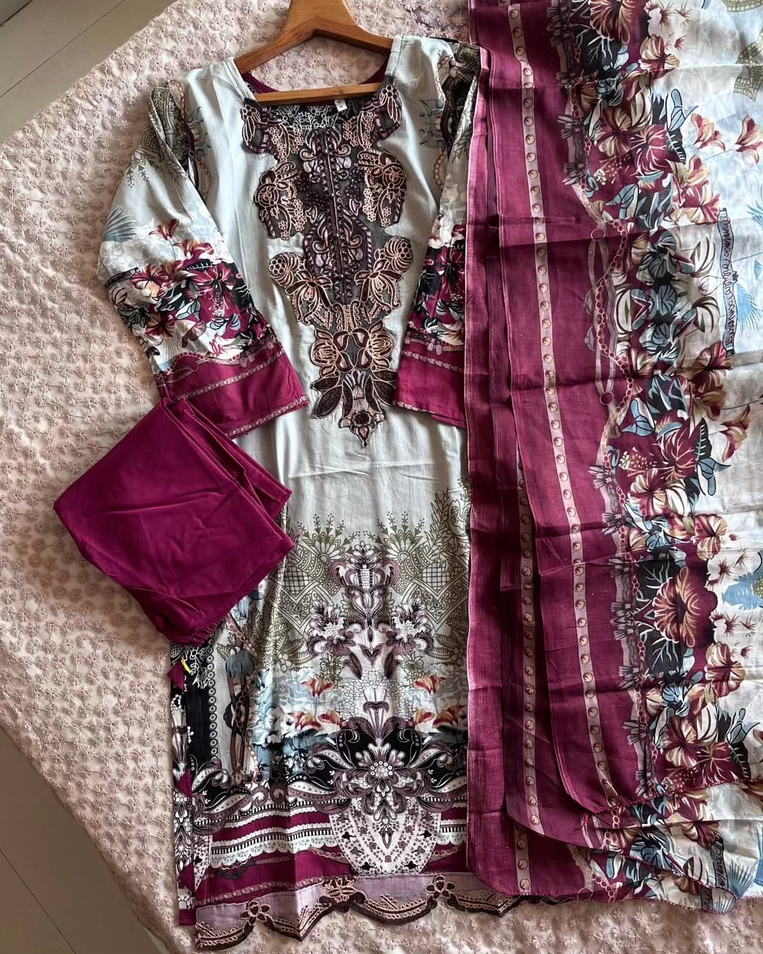 All time hit lawn dress with both options dupatta - 1028