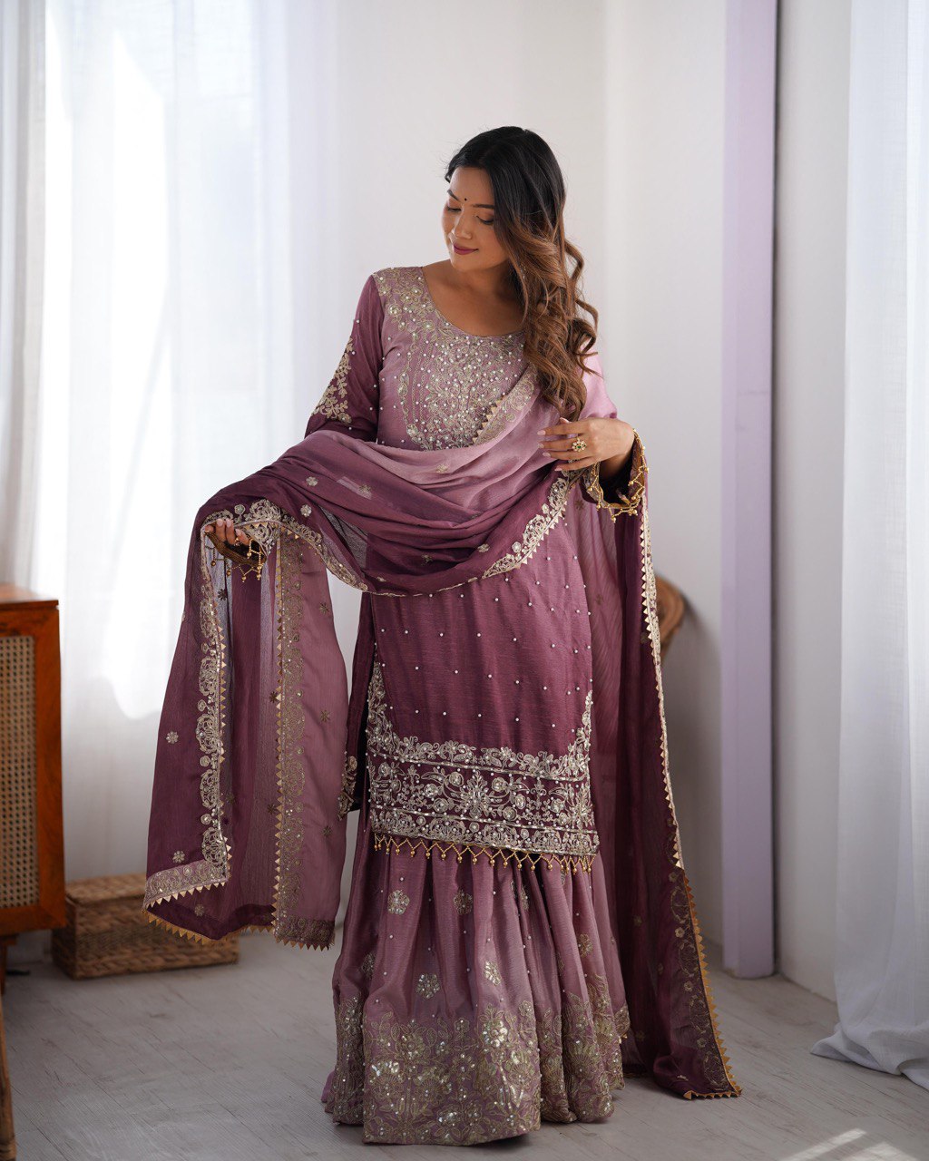 Ombre Levender Gharara suit