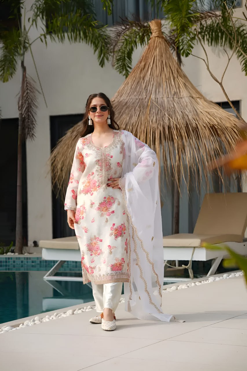 Floral Silk Stitched Suits