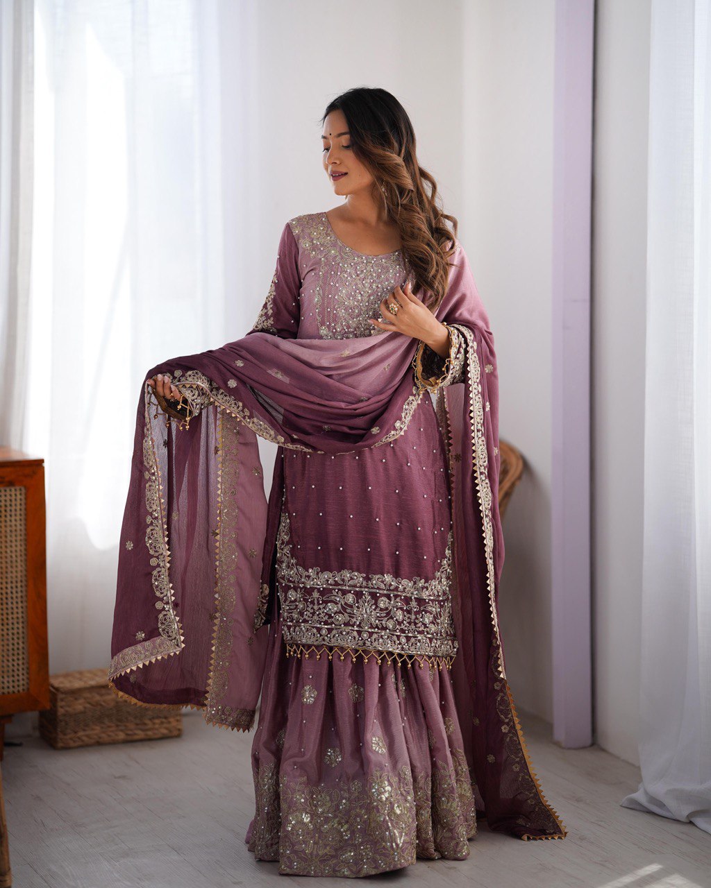 Ombre Levender Gharara suit
