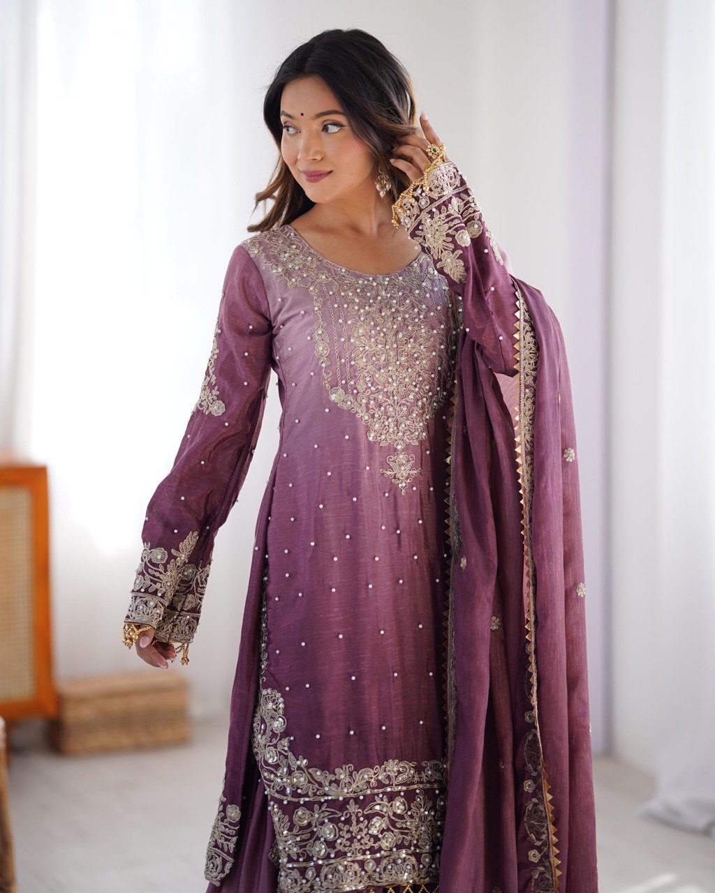 Ombre Levender Gharara suit