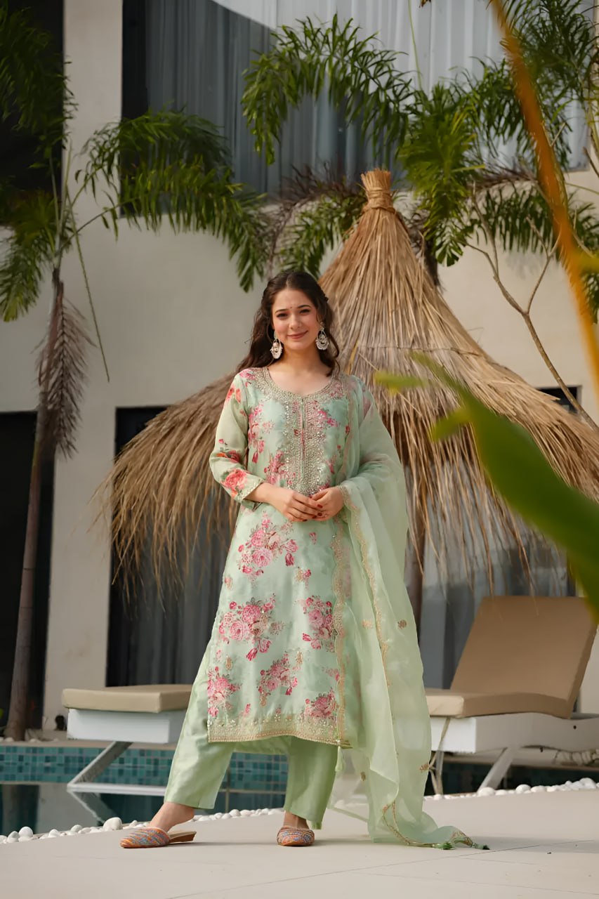 Floral Silk Stitched Suits