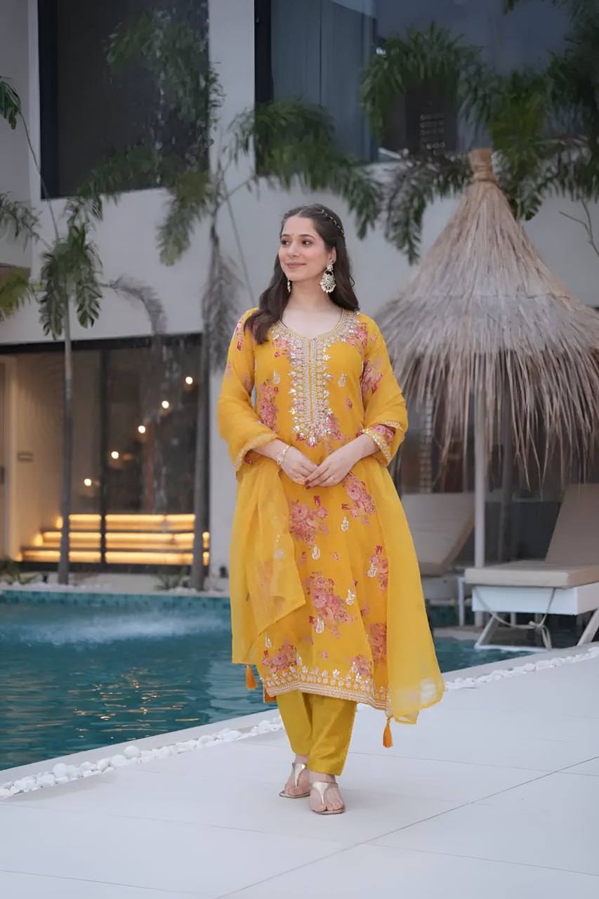 Floral Silk Stitched Suits