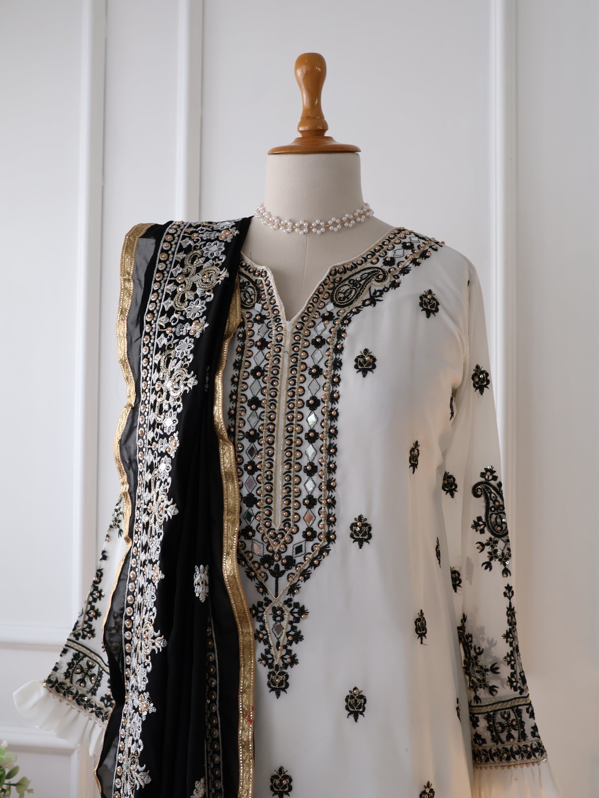 Heavy Mirror Work pakistani stitched set.