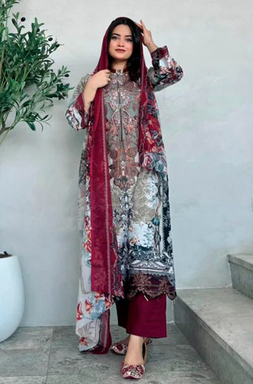 All time hit lawn dress with both options dupatta - 1028