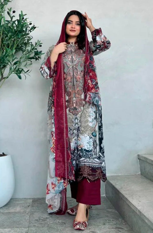 All time hit lawn dress with both options dupatta - 1028