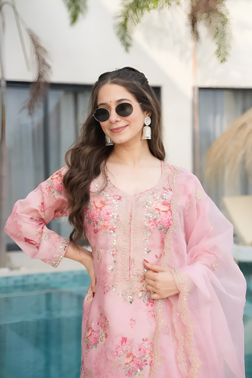 Floral Silk Stitched Suits